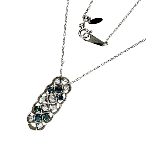 アレキサンドライト 0.38ct ダイヤモンド 0.29ct ネックレス K18WGホワイトゴールド 18金 4.6g 45cm レディース【中古】【真子質店】【NN】【SIMo】