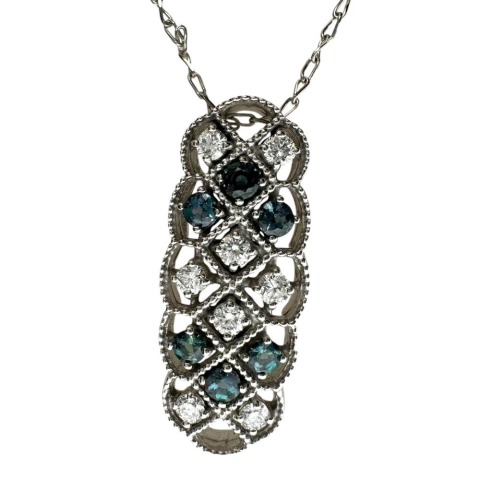 アレキサンドライト 0.38ct ダイヤモンド 0.29ct ネックレス K18WGホワイトゴールド 18金 4.6g 45cm レディース【中古】【真子質店】【NN】【SIMo】