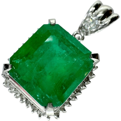エメラルド 5.62ct ダイヤモンド 0.34ct ペンダントトップ Pt850プラチナ/（金性分析済み） 10.0g レディース【中古】【真子質店】【NN】【TYKMa】