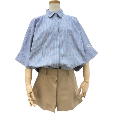 【Sacai/サカイ】 ドッキング オールインワン その他トップス コットン/ポリエステル ブルー/ベージュ レディース【中古】【真子質店】【GD】【TMox】