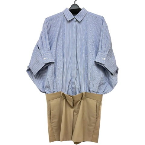 【Sacai/サカイ】 ドッキング オールインワン その他トップス コットン/ポリエステル ブルー/ベージュ レディース【中古】【真子質店】【GD】【TMox】
