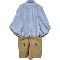 【Sacai/サカイ】 ドッキング オールインワン その他トップス コットン/ポリエステル ブルー/ベージュ レディース【中古】【真子質店】【GD】【TMox】