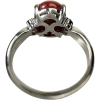 13号 血赤珊瑚（10.0mm） ダイヤモンド 0.07ct リング・指輪 Pt900プラチナ 7.5g レディース【中古】【真子質店】【NN】【MaYMa】