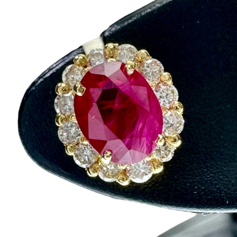 ルビー 0.30×2ct ダイヤモンド 計0.10×2ct ピアス K18ゴールド 18金 1.1g レディース【中古】【真子質店】【NN】【MaYMa】