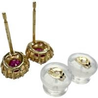 ルビー 0.30×2ct ダイヤモンド 計0.10×2ct ピアス K18ゴールド 18金 1.1g レディース【中古】【真子質店】【NN】【MaYMa】