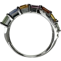 13号 マルチカラーサファイア 1.81ct ダイヤモンド 0.25ct リング・指輪 Pt900プラチナ 4.6g レディース【中古】【真子質店】【NN】【YYx】