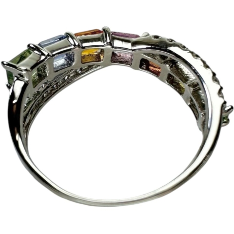 13号 マルチカラーサファイア 1.81ct ダイヤモンド 0.25ct リング・指輪 Pt900プラチナ 4.6g レディース【中古】【真子質店】【NN】【YYx】