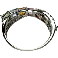 13号 マルチカラーサファイア 1.81ct ダイヤモンド 0.25ct リング・指輪 Pt900プラチナ 4.6g レディース【中古】【真子質店】【NN】【YYx】