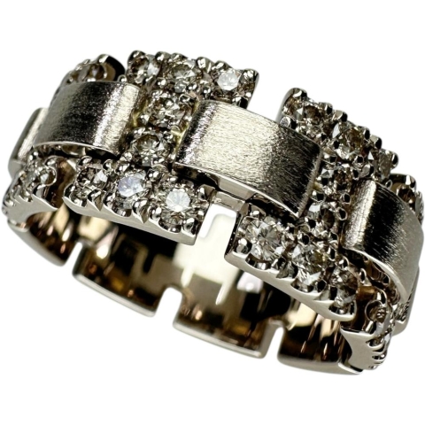 20号【KASHIKEY/カシケイ】 幅広リング メンズOK ダイヤモンド 0.90ct リング・指輪 K18ゴールド 18金/（ブラウンゴールド） 15.2g レディース【中古】【真子質店】【GD】【TxTD】