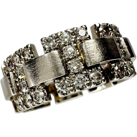20号【KASHIKEY/カシケイ】 幅広リング メンズOK ダイヤモンド 0.90ct リング・指輪 K18ゴールド 18金/（ブラウンゴールド） 15.2g レディース【中古】【真子質店】【GD】【TxTD】