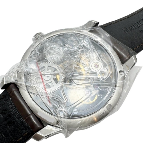 【MAURICE LACROIX/モーリスラクロア】 マスターピース MP7228  未使用 スケルトン 腕時計 ステンレススチール/レザー 自動巻き/オートマ ゴールド文字盤/ブラウンレザーバンド メンズ【中古】【真子質店】【GD】【IMiMax】