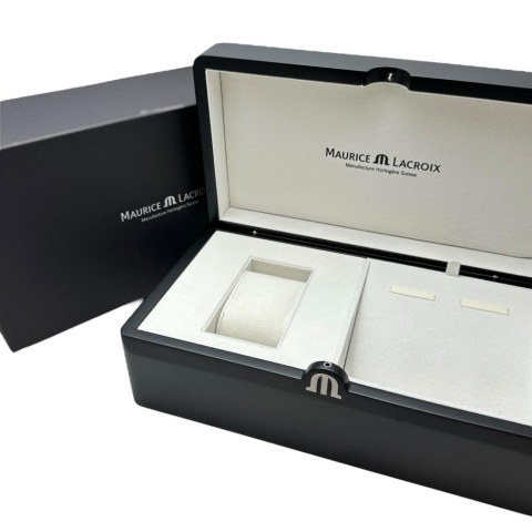 【MAURICE LACROIX/モーリスラクロア】 ポントス PT6038 未使用 クロノ 裏スケルトン 腕時計 ステンレススチール 自動巻き/オートマ ホワイト文字盤/シルバーベルト/グレーナイロン替えベルト メンズ【中古】【真子質店】【GD】【IMaMox】