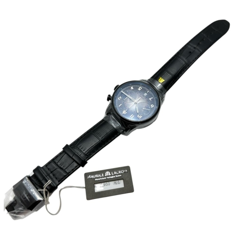 【MAURICE LACROIX/モーリスラクロア】 ポントス PT6428 未使用 モノプッシャー クロノ 腕時計 ステンレススチール/レザー 自動巻き/オートマ ブラック文字盤/ブラック革 メンズ【中古】【真子質店】【GD】【ITIx】