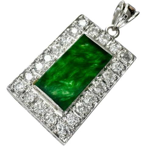 ヒスイ ダイヤモンド 0.35ct ペンダントトップ Pt900プラチナ 3.4g レディース【中古】【真子質店】【NN】【MaYMa】
