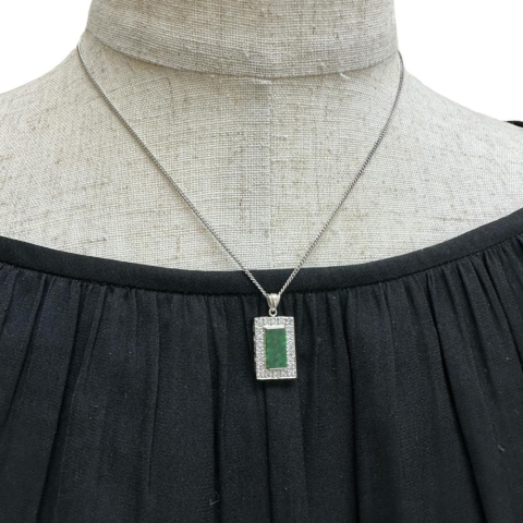 ヒスイ ダイヤモンド 0.35ct ペンダントトップ Pt900プラチナ 3.4g レディース【中古】【真子質店】【NN】【MaYMa】