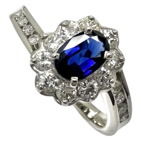 12.5号 サファイア 0.54ct ダイヤモンド 計0.53ct リング・指輪 Pt900プラチナ 6.4g レディース【中古】【真子質店】【NN】【MoSD】