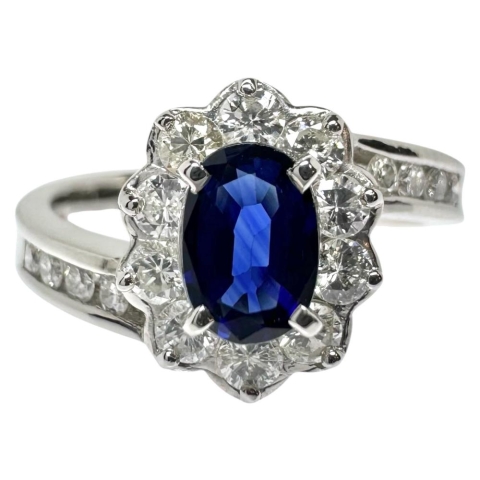 12.5号 サファイア 0.54ct ダイヤモンド 計0.53ct リング・指輪 Pt900プラチナ 6.4g レディース【中古】【真子質店】【NN】【MoSD】