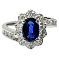 12.5号 サファイア 0.54ct ダイヤモンド 計0.53ct リング・指輪 Pt900プラチナ 6.4g レディース【中古】【真子質店】【NN】【MoSD】