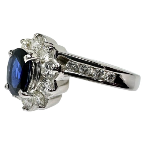 12.5号 サファイア 0.54ct ダイヤモンド 計0.53ct リング・指輪 Pt900プラチナ 6.4g レディース【中古】【真子質店】【NN】【MoSD】