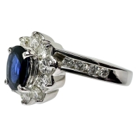 12.5号 サファイア 0.54ct ダイヤモンド 計0.53ct リング・指輪 Pt900プラチナ 6.4g レディース【中古】【真子質店】【NN】【MoSD】