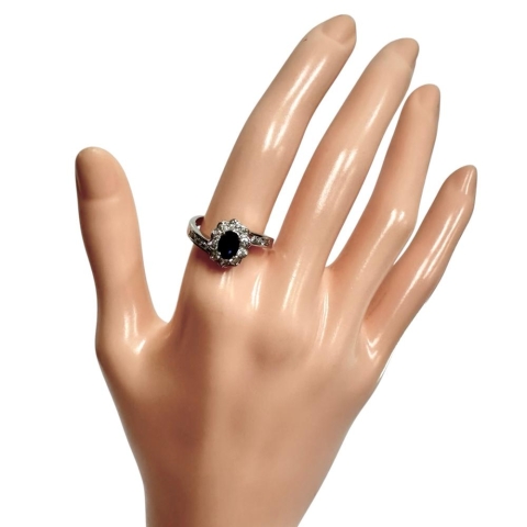 12.5号 サファイア 0.54ct ダイヤモンド 計0.53ct リング・指輪 Pt900プラチナ 6.4g レディース【中古】【真子質店】【NN】【MoSD】