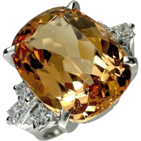 11号 インペリアルトパーズ(刻印6.25) 5.25ct ダイヤモンド 0.25ct リング・指輪 Pt900プラチナ 7.4g レディース【中古】【真子質店】【NN】【SDY】