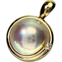 【TASAKI/タサキ】 マベパール/マベ真珠 13.4mm ダイヤモンド 0.02ct ペンダントトップ K18ゴールド 18金 5.8g レディース【中古】【真子質店】【NN】【MoIK】