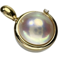【TASAKI/タサキ】 マベパール/マベ真珠 13.4mm ダイヤモンド 0.02ct ペンダントトップ K18ゴールド 18金 5.8g レディース【中古】【真子質店】【NN】【MoIK】