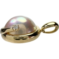 【TASAKI/タサキ】 マベパール/マベ真珠 13.4mm ダイヤモンド 0.02ct ペンダントトップ K18ゴールド 18金 5.8g レディース【中古】【真子質店】【NN】【MoIK】