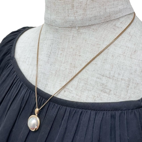 【TASAKI/タサキ】 マベパール/マベ真珠 13.4mm ダイヤモンド 0.02ct ペンダントトップ K18ゴールド 18金 5.8g レディース【中古】【真子質店】【NN】【MoIK】