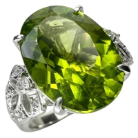 12号 ペリドット 7.37ct ダイヤモンド 0.14ct リング・指輪 Pt900プラチナ 9.2g レディース【中古】【真子質店】【NN】【MiTMo】