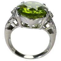 12号 ペリドット 7.37ct ダイヤモンド 0.14ct リング・指輪 Pt900プラチナ 9.2g レディース【中古】【真子質店】【NN】【MiTMo】