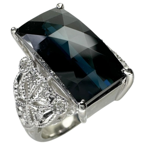 12号 ブルートルマリン（インディゴライト） 7.72ct ダイヤモンド 0.18ct リング・指輪 Pt900プラチナ 14.3g レディース【中古】【真子質店】【NN】【IKSMa】