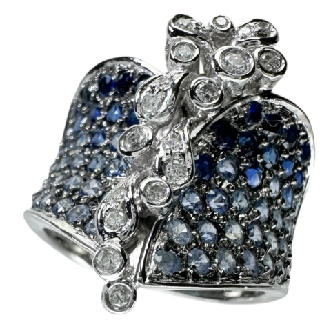 17号 サファイア（カラーグラデーション） 2.74ct ダイヤモンド 0.24ct リング・指輪 K18WGホワイトゴールド 18金 13.6g レディース【中古】【真子質店】【NN】【IYSD】