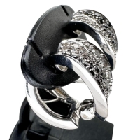 ピアリング ダイヤモンド/ブラックダイヤモンド 計0.52×2ct シェル オニキス イヤリング K18WGホワイトゴールド 18金 7.6g レディース【中古】【真子質店】【NN】【SMaMo】