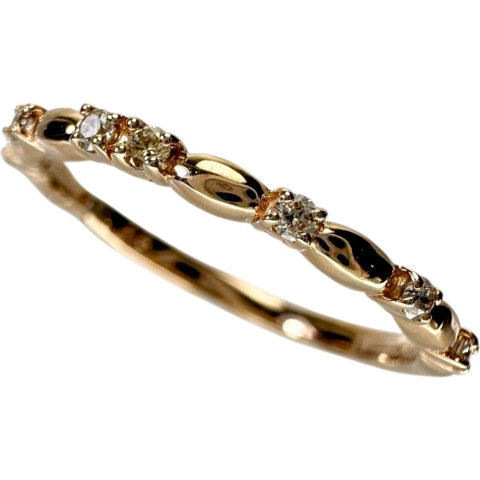 11号 ダイヤモンド 0.10ct リング・指輪 K18PGピンクゴールド 18金 1.7g レディース【中古】【真子質店】【NN】【TMaI】