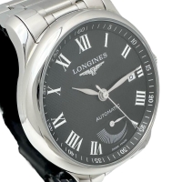 【LONGINES/ロンジン】 L2.708.4.51.6 マスターコレクション パワーリザーブ 保証書/ギャラ/箱付 腕時計 ステンレススチール 自動巻き/オートマ ブラック文字盤/シルバーバンド メンズ【中古】【真子質店】【GD】【IIxx】