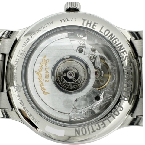 【LONGINES/ロンジン】 L2.708.4.51.6 マスターコレクション パワーリザーブ 保証書/ギャラ/箱付 腕時計 ステンレススチール 自動巻き/オートマ ブラック文字盤/シルバーバンド メンズ【中古】【真子質店】【GD】【IIxx】