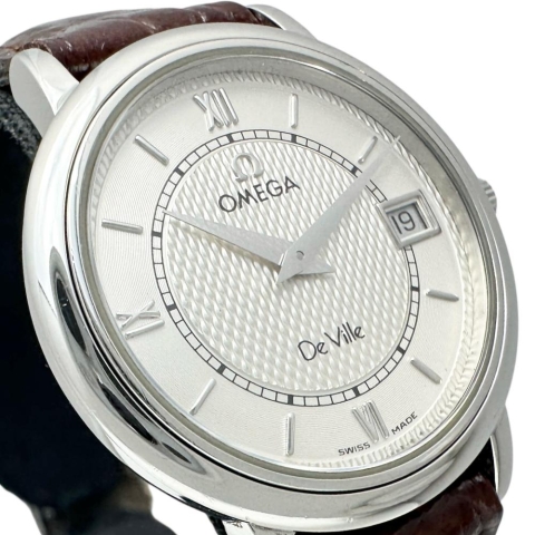 【OMEGA/オメガ】 デヴィル 596.1479 腕時計 ステンレススチール/レザー クオーツ シルバー文字盤/ボルドー社外レザー レディース【中古】【真子質店】【BL】【Maxx】