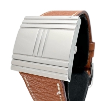 【HERMES/エルメス】 グリザード GL1.510 腕時計 ステンレススチール/レザー クオーツ シルバ―文字盤/ブラウンレザーベルト レディース【中古】【真子質店】【GD】【YxMo】