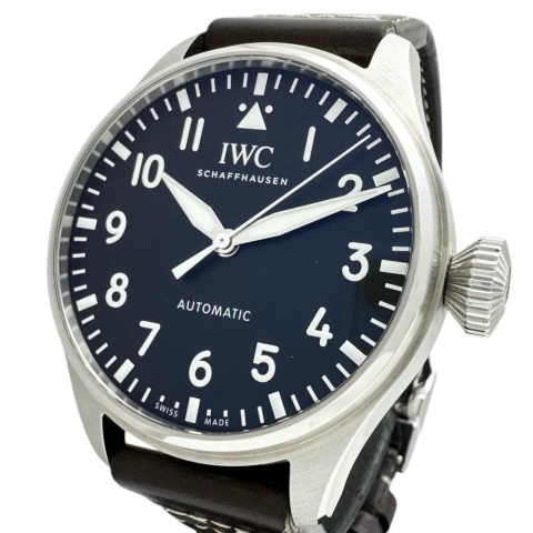 【IWC/インターナショナルウォッチカンパニー】 ビッグパイロットウォッチ43 IW329301 保証書/ギャラ/箱付き　裏スケルトン 腕時計 ステンレススチール/レザー 自動巻き/オートマ ブラック文字盤/ブラウンレザーベルト メンズ【中古】【真子質店】【BL】【YYII】