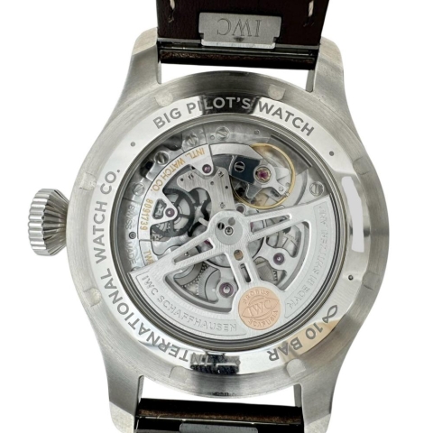 【IWC/インターナショナルウォッチカンパニー】 ビッグパイロットウォッチ43 IW329301 保証書/ギャラ/箱付き　裏スケルトン 腕時計 ステンレススチール/レザー 自動巻き/オートマ ブラック文字盤/ブラウンレザーベルト メンズ【中古】【真子質店】【BL】【YYII】