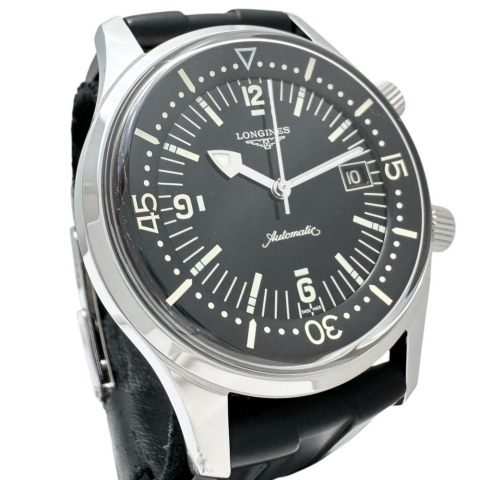 【LONGINES/ロンジン】 レジェンドダイバー L3.674.4 腕時計 ステンレススチール/ラバー 自動巻き/オートマ ブラック文字盤/ブラックラバーバンド メンズ【中古】【真子質店】【GD】【IMaMoMa】