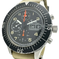 【Sinn/ジン】 156.B ミリタリー クロノ 腕時計 ステンレススチール/ナイロン 自動巻き/オートマ ブラック文字盤/ベージュ社外ベルト メンズ【中古】【真子質店】【GD】【TTxx】