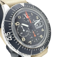 【Sinn/ジン】 156.B ミリタリー クロノ 腕時計 ステンレススチール/ナイロン 自動巻き/オートマ ブラック文字盤/ベージュ社外ベルト メンズ【中古】【真子質店】【GD】【TTxx】