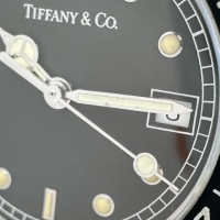 【TIFFANY&Co./ティファニー】 ダイバーズ L0719 腕時計 ステンレススチール/レザー クオーツ ブラック文字盤/ネイビレザーベルト レディース【中古】【真子質店】【GD】【MaYMa】