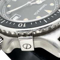 【TIFFANY&Co./ティファニー】 ダイバーズ L0719 腕時計 ステンレススチール/レザー クオーツ ブラック文字盤/ネイビレザーベルト レディース【中古】【真子質店】【GD】【MaYMa】