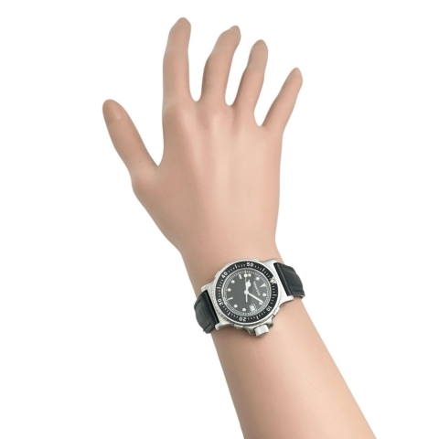 【TIFFANY&Co./ティファニー】 ダイバーズ L0719 腕時計 ステンレススチール/レザー クオーツ ブラック文字盤/ネイビレザーベルト レディース【中古】【真子質店】【GD】【MaYMa】