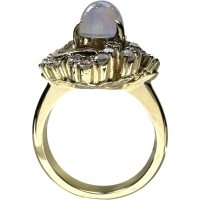 11.5号 ウォーターオパール 2.15ct ダイヤモンド 1.28ct リング・指輪 K18ゴールド 18金 10.5g レディース【中古】【真子質店】【NN】【IKYx】