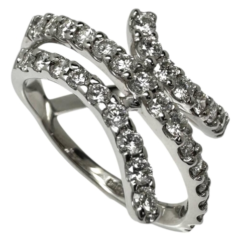 13.5号 ダイヤモンド 計1.08ct リング・指輪 K18WGホワイトゴールド 18金 6.1g レディース【中古】【真子質店】【NN】【IxMoY】